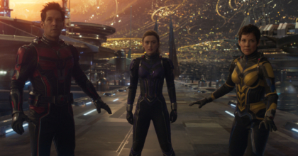 (L-R): Paul Rudd as Scott Lang/Ant-Man, Kathryn Newton as Cassandra "Cassie" Lang, Evangeline Lilly as Hope Van Dyne/Wasp in Marvel Studios' ANT-MAN AND THE WASP: QUANTUMANIA. Photo courtesy of Marvel Studios. © 2022 MARVEL.