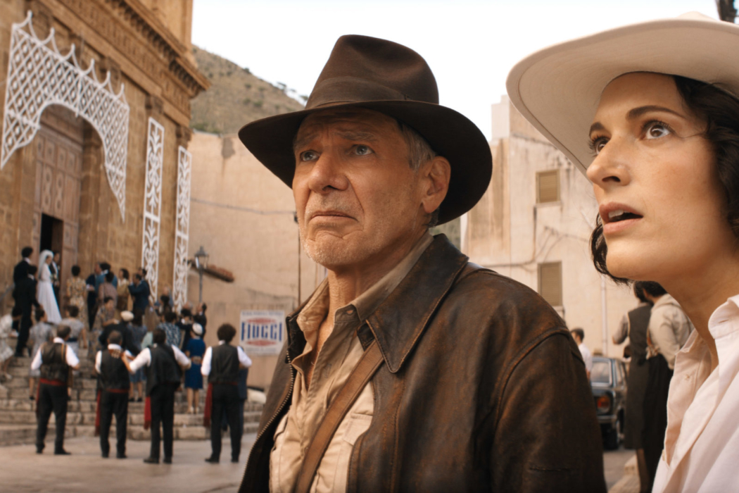 (L-R): Indiana Jones (Harrison Ford) and Helena (Phoebe Waller-Bridge) in Lucasfilm's INDIANA JONES AND THE DIAL OF DESTINY. ©2023 Lucasfilm Ltd. & TM. All Rights Reserved.